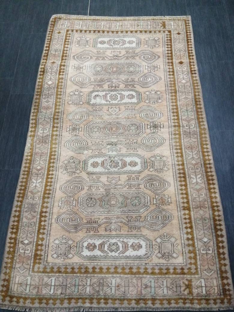 WOOL RUGS, 3.3 x 5.9 Vintage Turkish Oushak Rug, Hand woven Rug, Persian Living Room Rug, Oriental Rug, Farmhouse Rug,Knotted Rug
