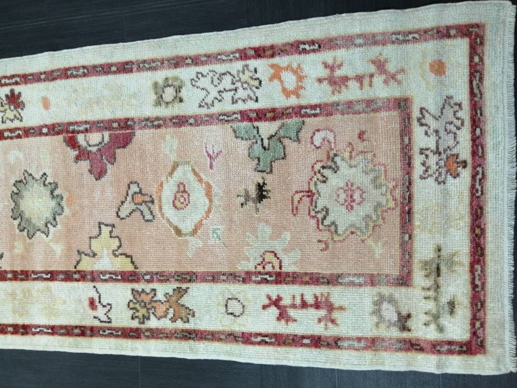 Vintage Turkish Oushak Runner Rug 2.9 x 14 Turkish Runner Rug XL Vintage Muted Runner Rug Extra Long Runner Rug Plush Soft Wool Runner