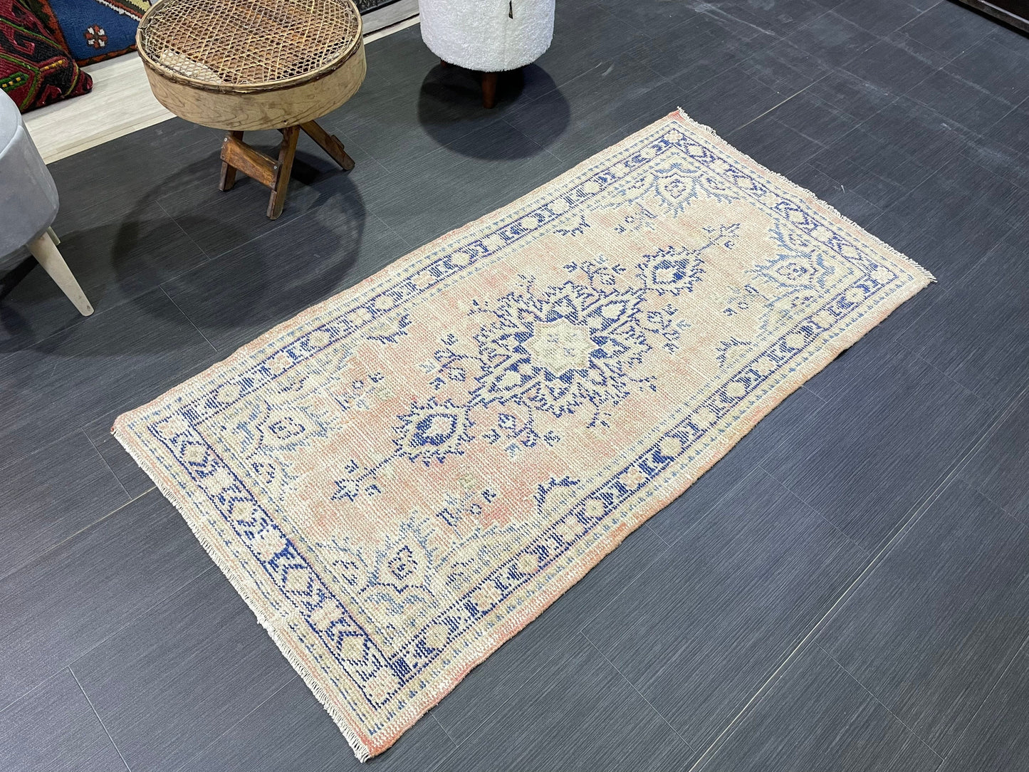 Antique Rug, Vintage 2.8 x 5.5 Rug, Turkish Wool Rug, Oushak Rug, Distressed Rug, Hand Knotted Rug, Persian Rug, Handmade Rug
