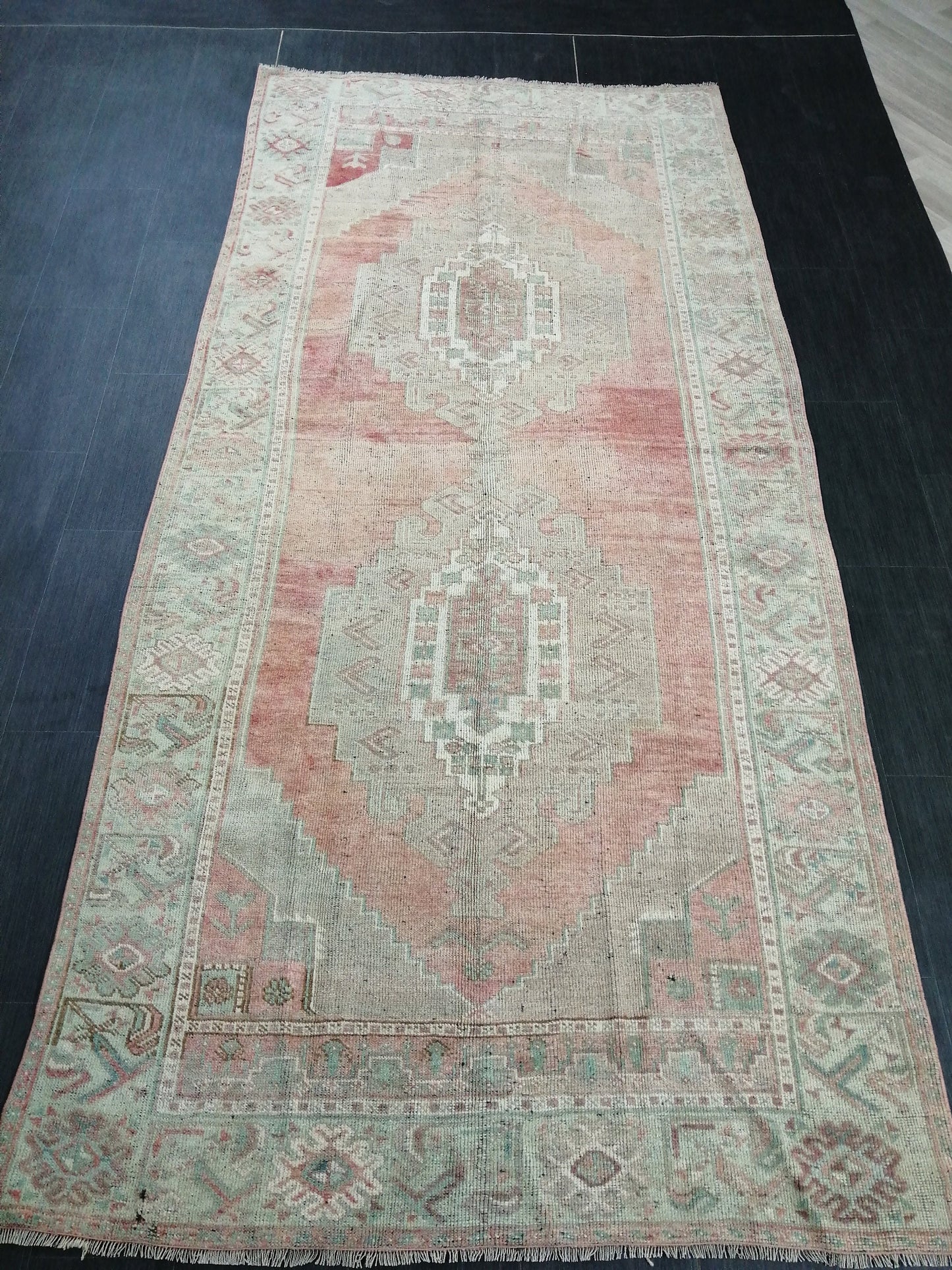 Muted Vintage Runner Rug 10.3 x 4.7 Hallway Runner Rug Kitchen Runner Rug Wool Runner Rug Wool Oushak Runner