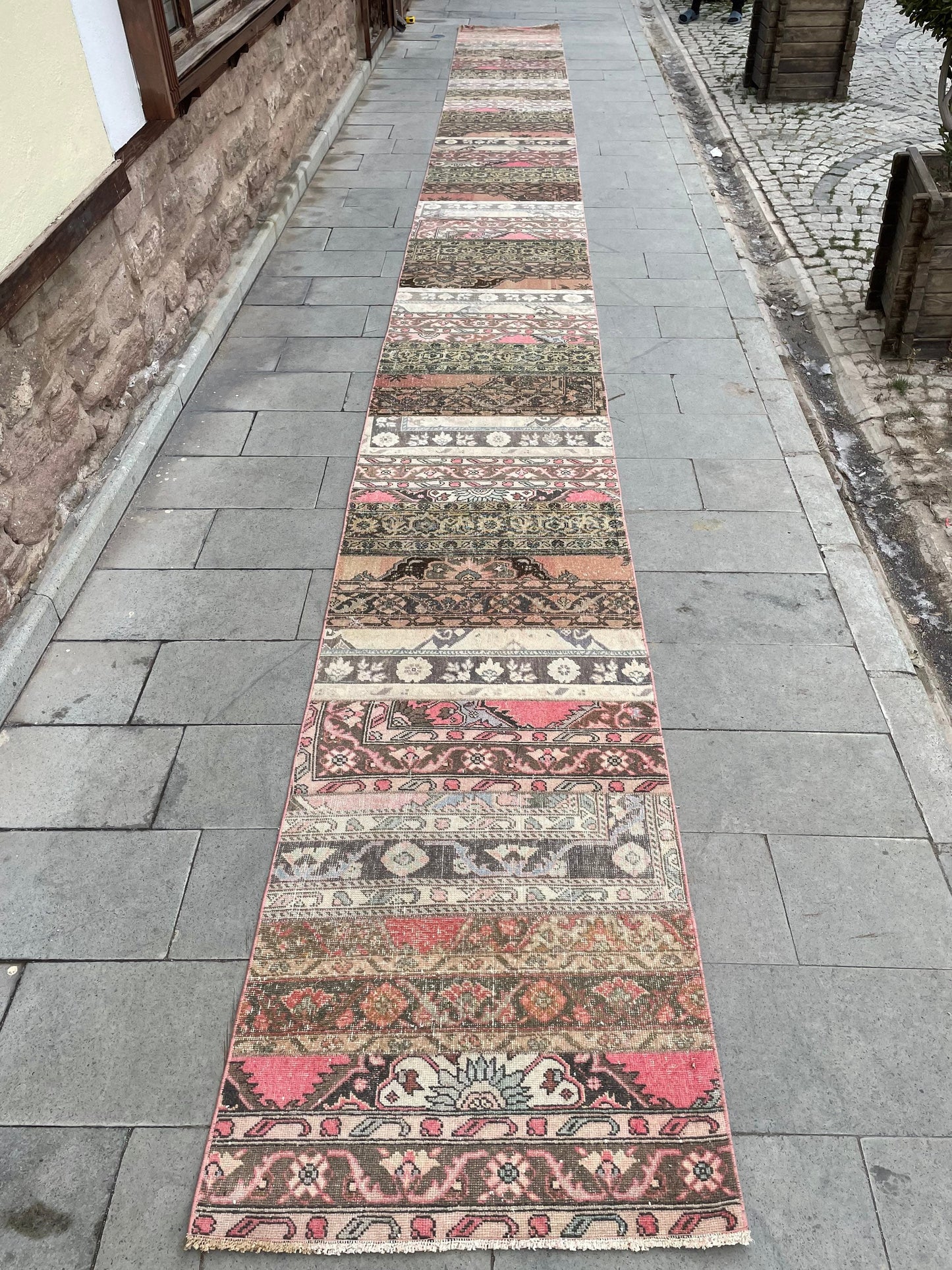 Staircase Runner Rug 2.8 x 30 ft Extra Long TURKISH Runner Rug Vintage Runner Rug Oriental Runner Rug Patchwork Runner Hand Knotted Runner