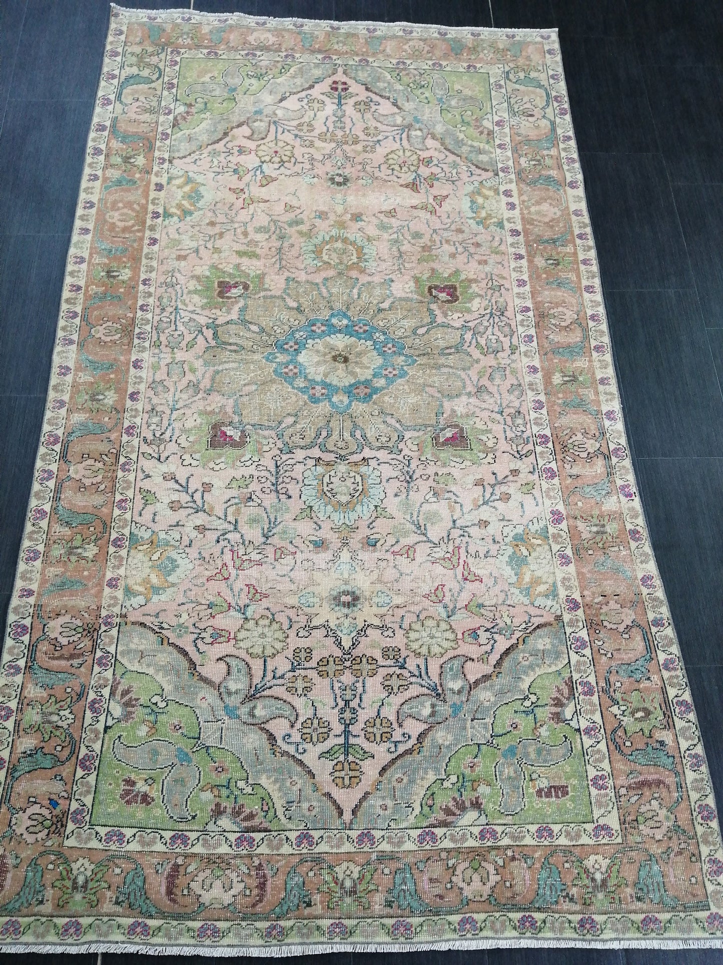 Muted Persian Rugs, 8.2 x 4.6 Wool Rug, Oushak Rug, Rustic Rug, Bohemian Rug, Farmhouse Rug, Vintage Persian Rug