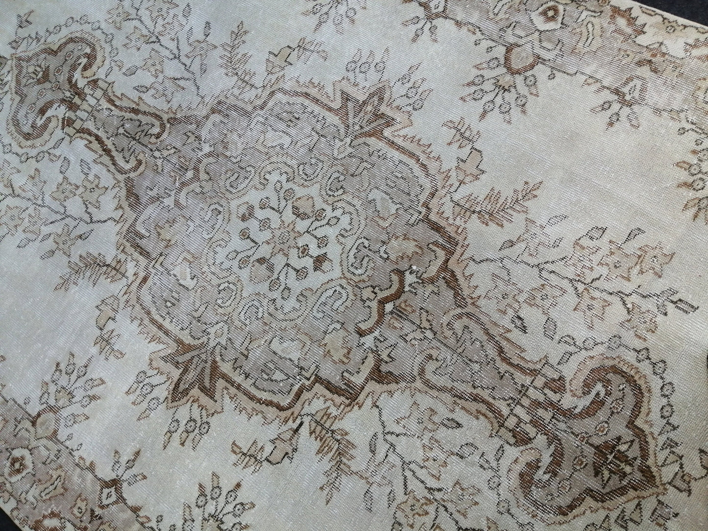 6.2 x 9.9 Vintage Rugs TURKISH HAND MADE Rugs Vintage Turkish Rugs Muted 6x10 Rug Neutral Turkish Oushak Rug Vintage Oushak Rug, Wool Rug