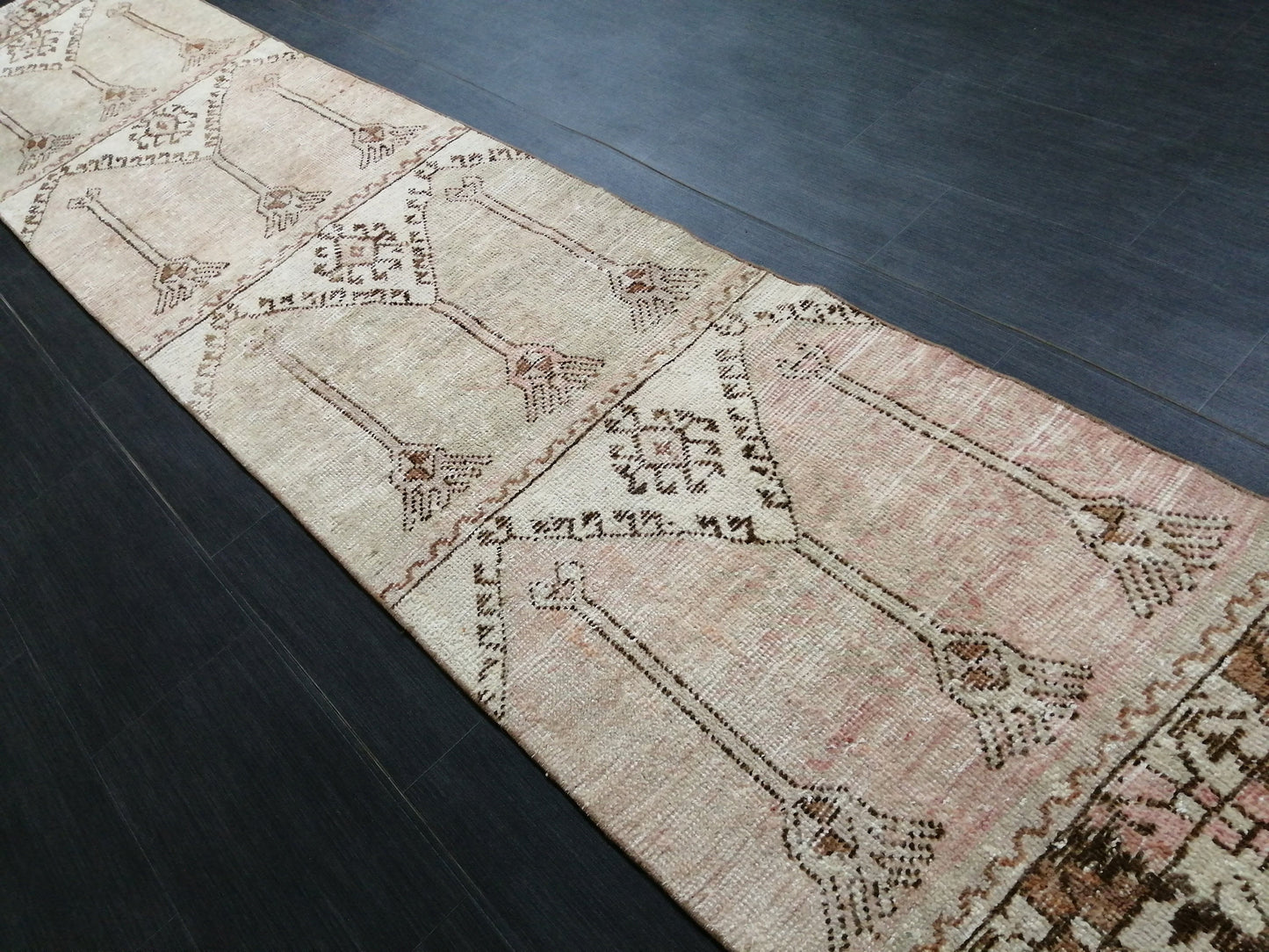 MUTED Oushak Runner Rug 2.4 x 11.6 Vintage Runner Rug Hallway Runner Rug Kitchen Runner Rug Wool Runner Rug Wool Oushak Turkish Runner Rug
