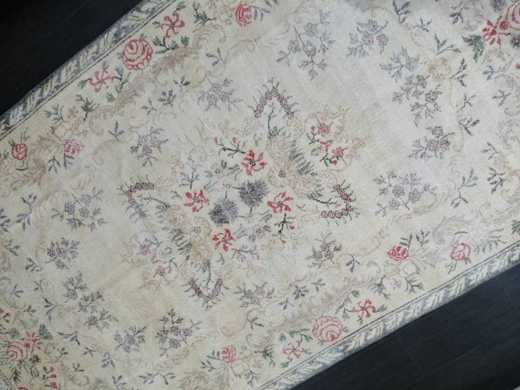 Persian RUG Floral Vintage Muted Oushak Rug 5.7 x 9.9 Large Vintage Rug Wool Oushak Rug Hand Made Rugs Vintage Turkish Rug 5.7x9.9 Oriental