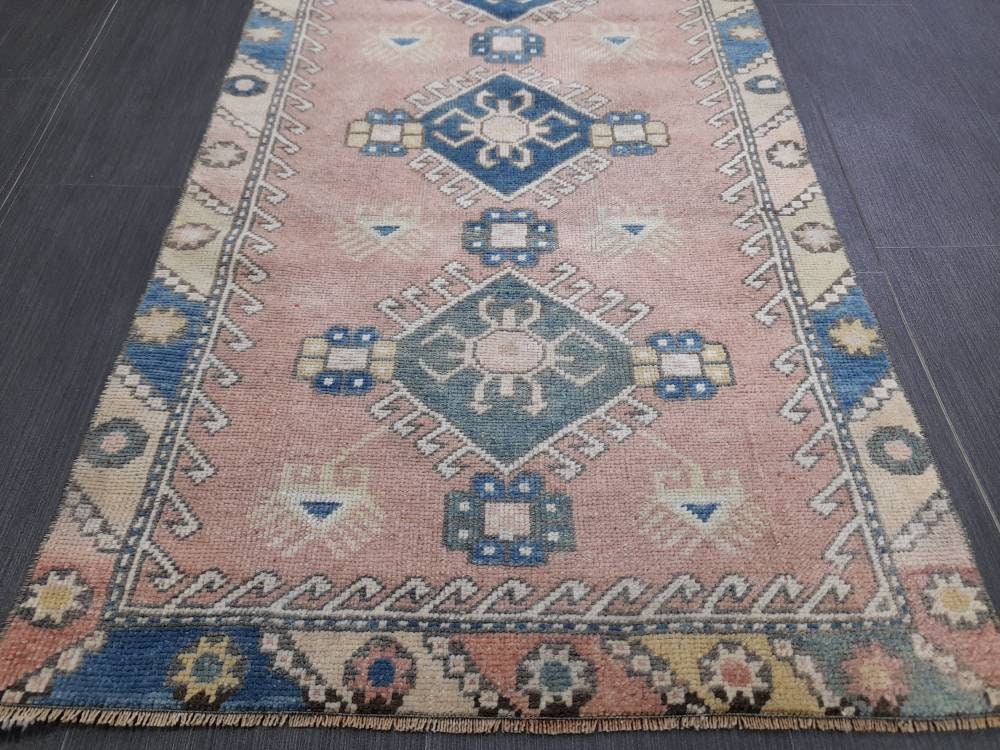 Muted Oushak Runner 2.4 x 5.5 Turkish Runner Rug Vintage Runner Rug Hallway Runner Rug Kitchen Runner Rug Wool Runner Rug Wool Oushak Rug