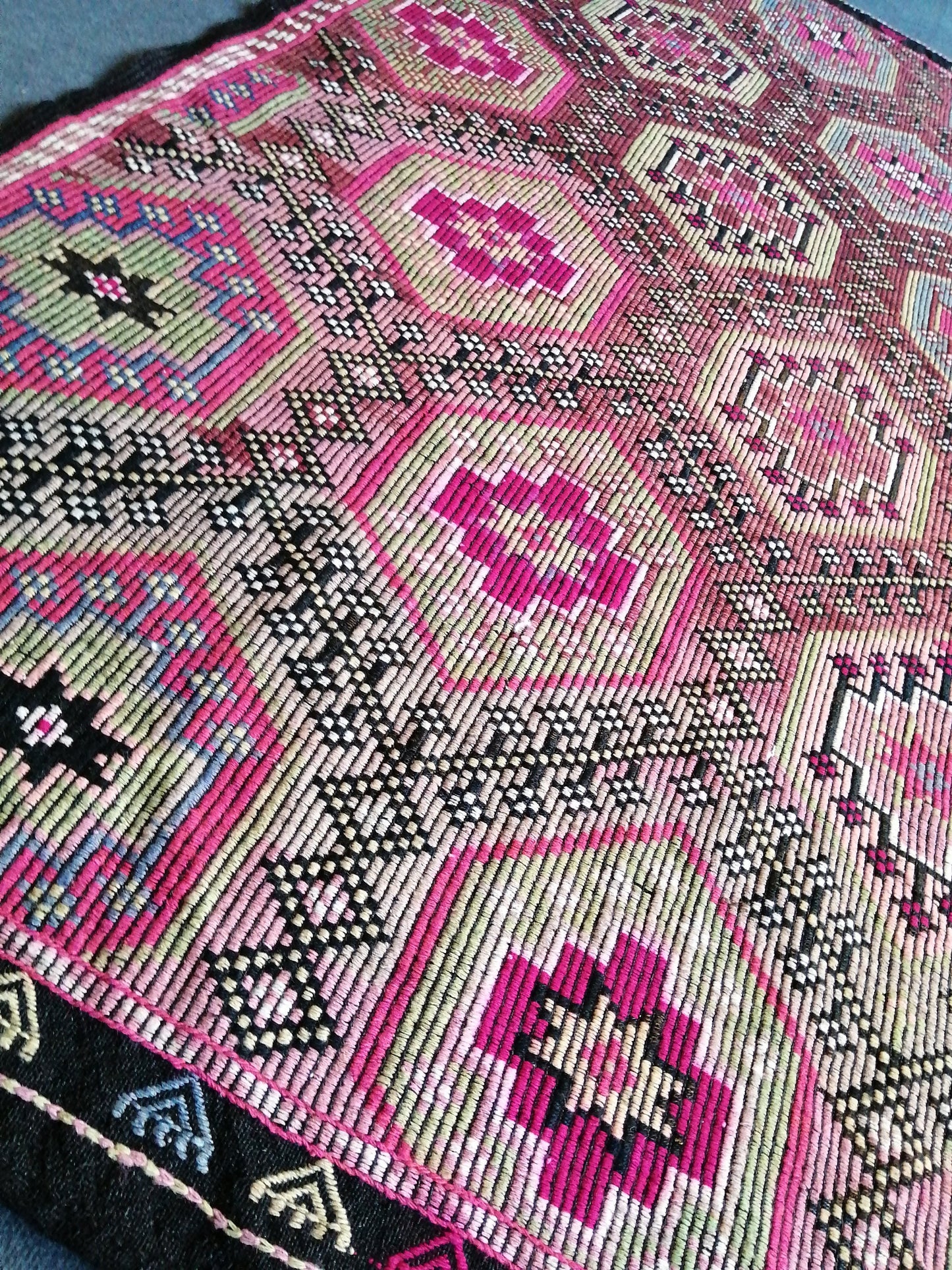 8 x 4 Flatwoven with Embroidery Rug TURKISH HAND MADE Rugs Vintage Turkish Rugs Oushak Rug Traditional Rug, Vintage Oushak Rug, Wool Rug