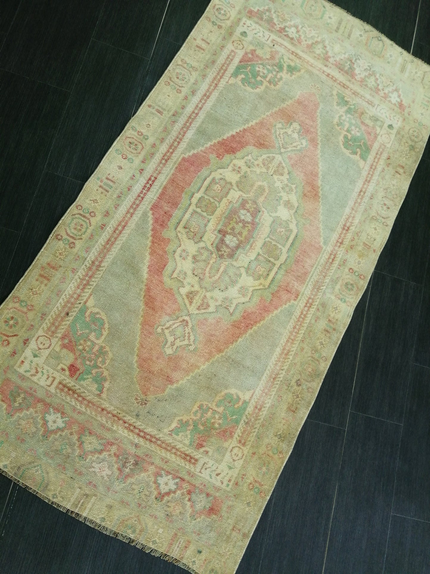 6.6 X 3.2 Vintage Rugs TURKISH HAND MADE Rugs Vintage Turkish Rugs Oushak Rug Turkish Oushak Rug, Vintage Oushak Rug, Wool Rug