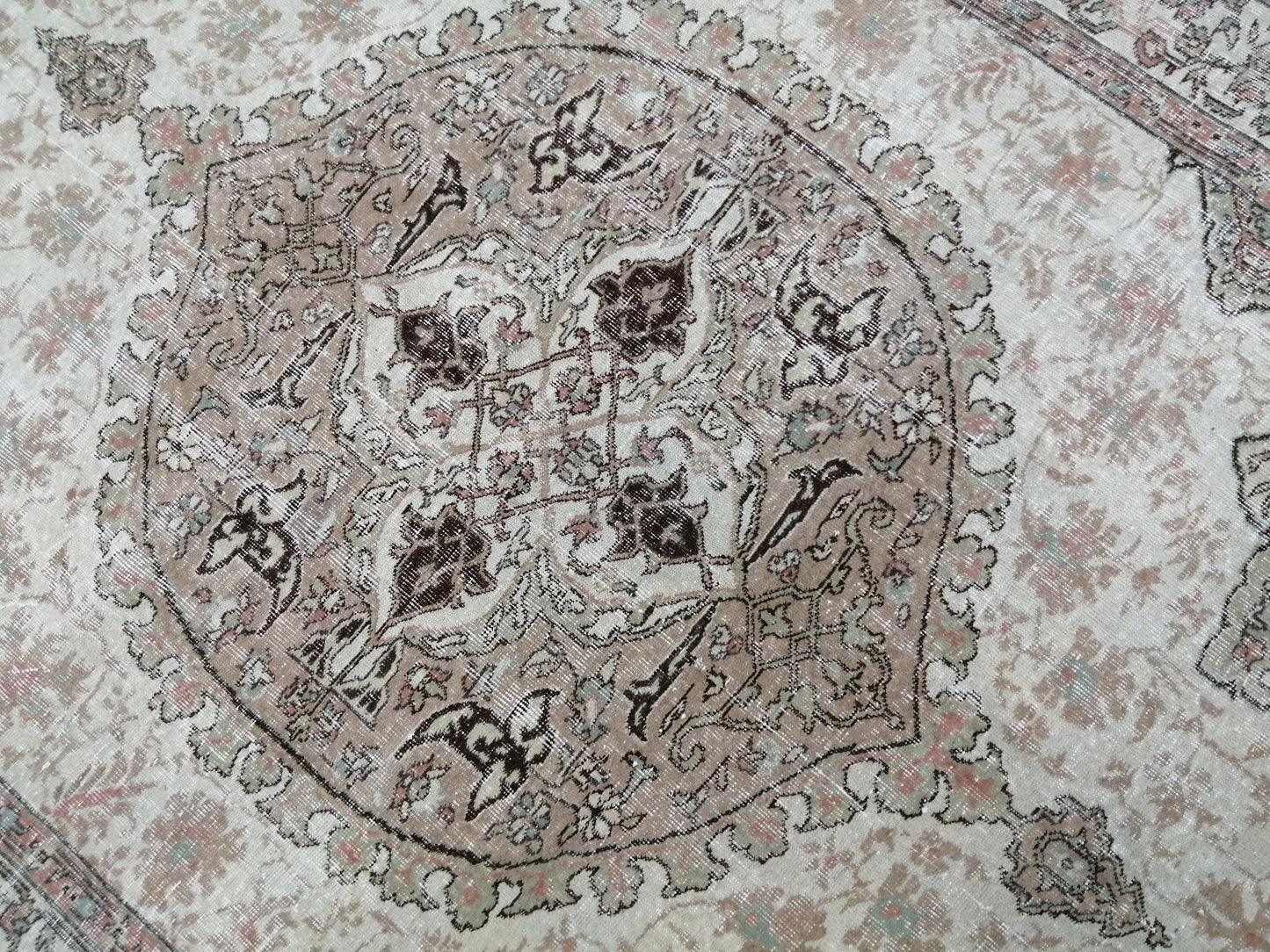 Muted Vintage Rug 6.9 x 9.8 Oushak Rug Vintage Wool Oushak Rug Hand Made Rugs Vintage Turkish Rug