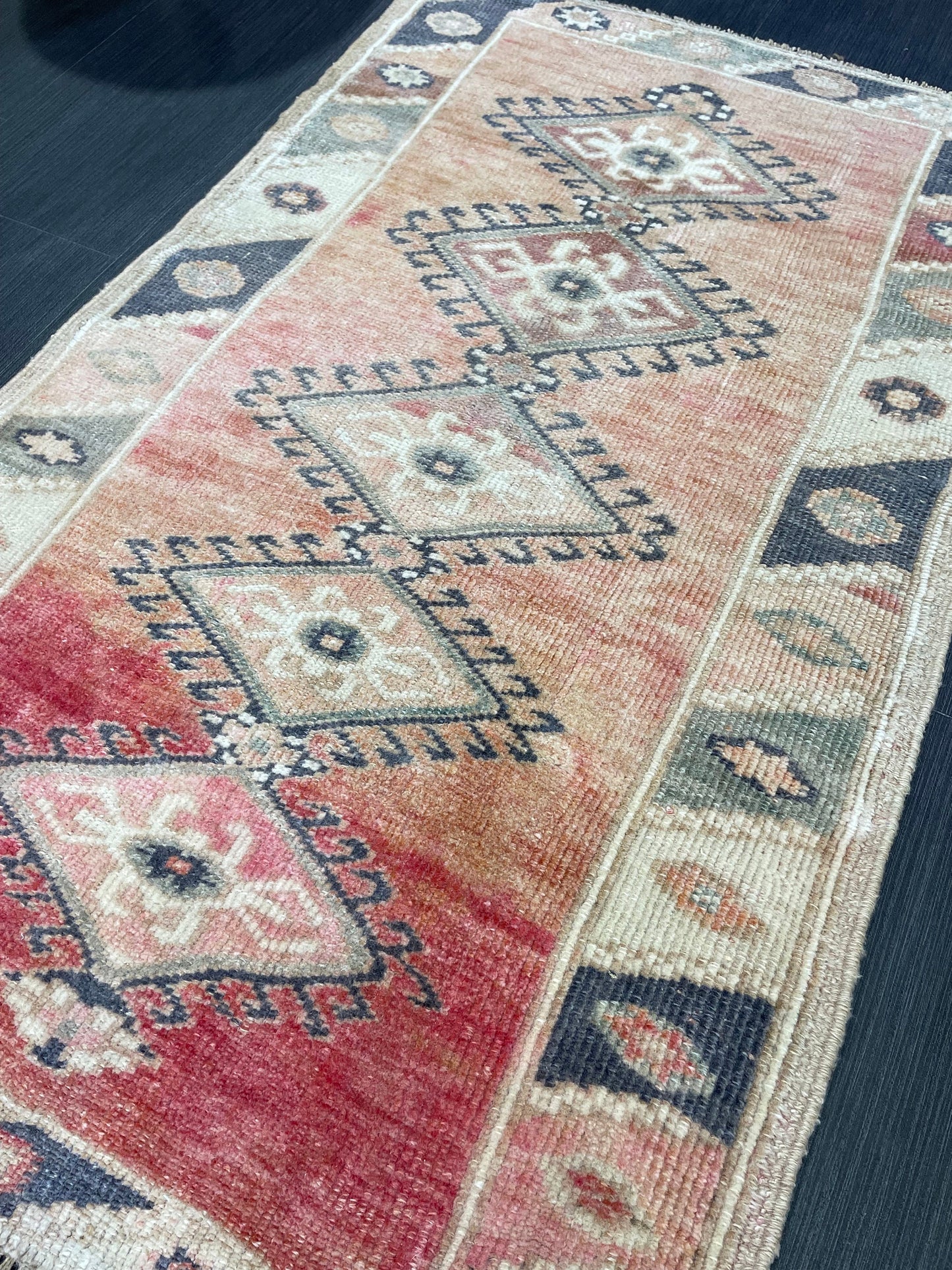 Blue Vintage Rug 2.6 x 4.2 Rug Oushak Rug, Wool Oriental Rug Hand Made Rug Persian Rug, Vintage Turkish Rug Hand Knotted Wool Rug