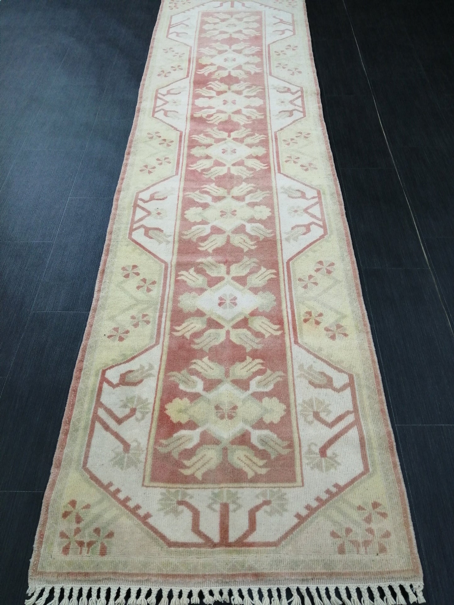 Muted Oushak Runner 2.5 x 9.5 Kitchen Runner Rug Wool Runner Rug Wool Oushak Rug Turkish Runner Rug Vintage Runner Rug Hallway Runner Rug
