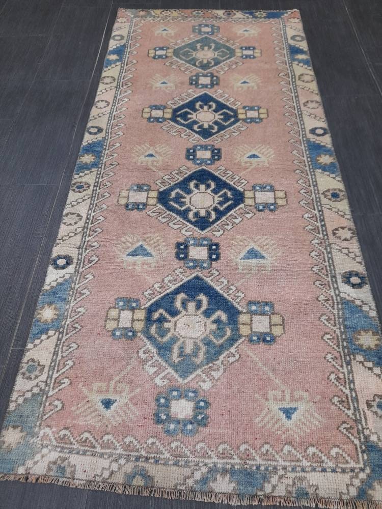 Muted Oushak Runner 2.4 x 5.5 Turkish Runner Rug Vintage Runner Rug Hallway Runner Rug Kitchen Runner Rug Wool Runner Rug Wool Oushak Rug