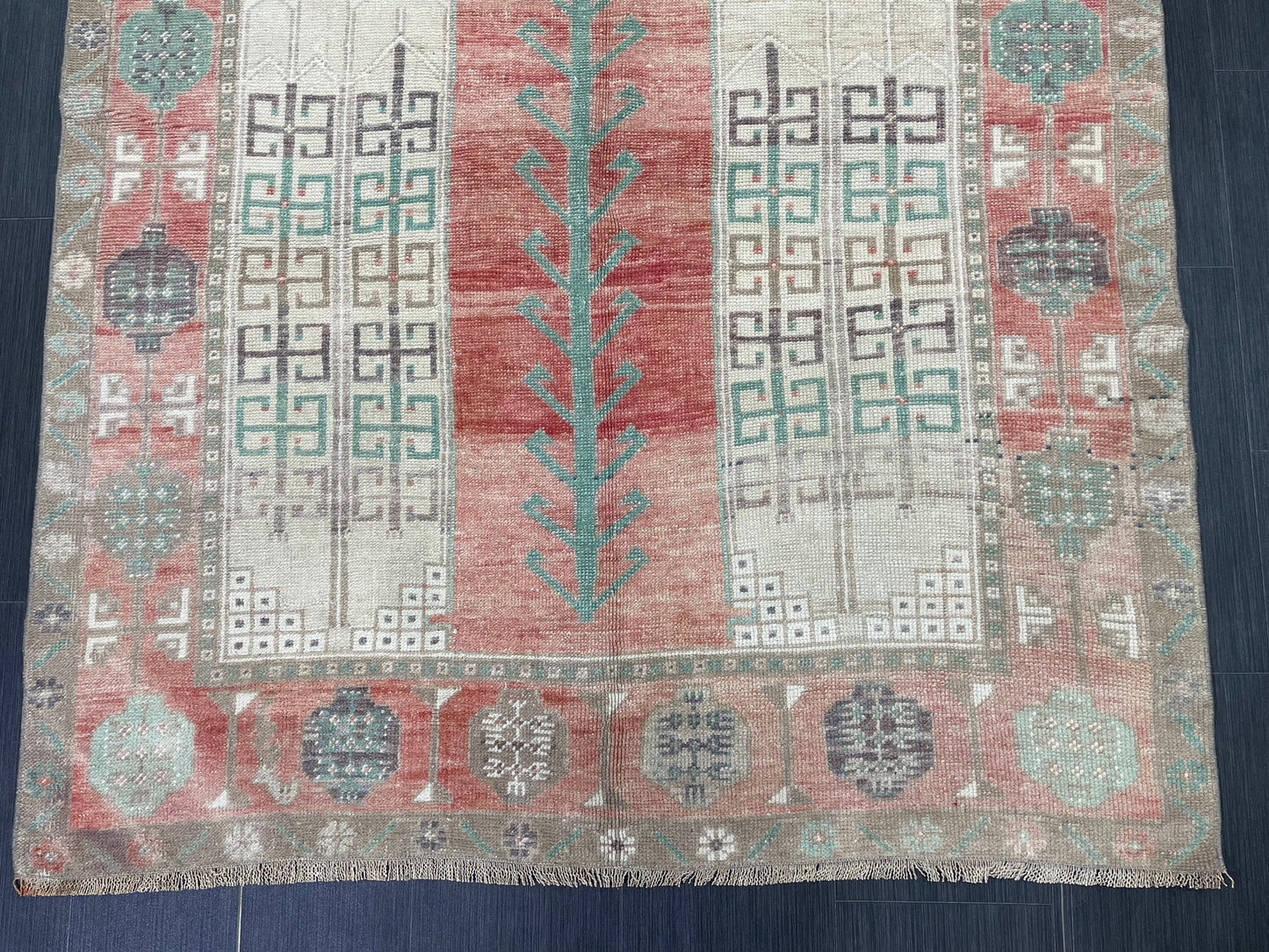 Vintage Handmade Rug Muted 4.7 x 8.3 Vintage Rug Wool Oushak Rug Hand Made Rugs Vintage Turkish Rug Living Room Rug