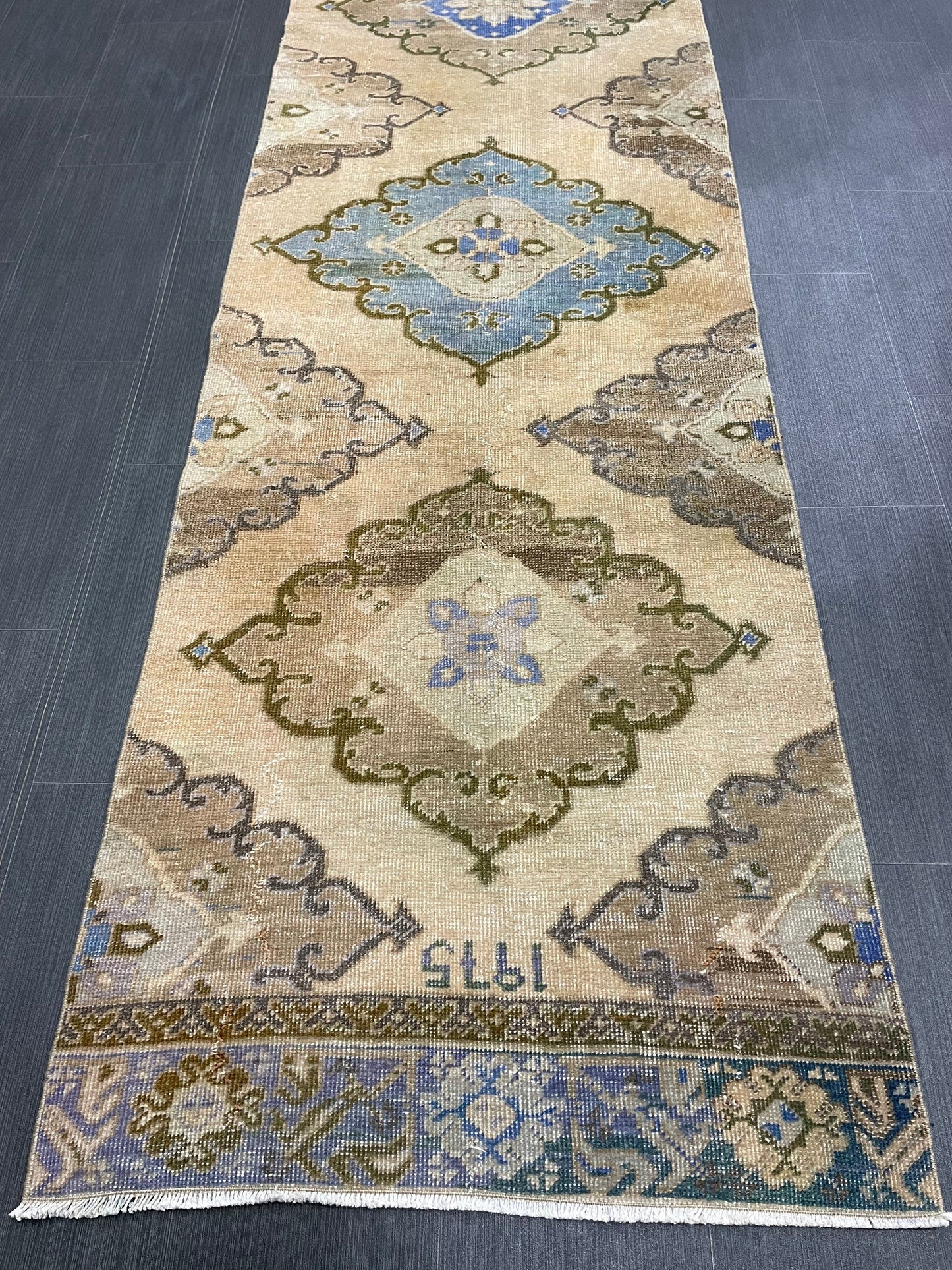 MUTED Hand Knotted Runner Antique Runner TURKISH Runner 2.8 x 12.8 Vintage Hallway Runner Rug Muted Runner Rug Kitchen Rug Runner