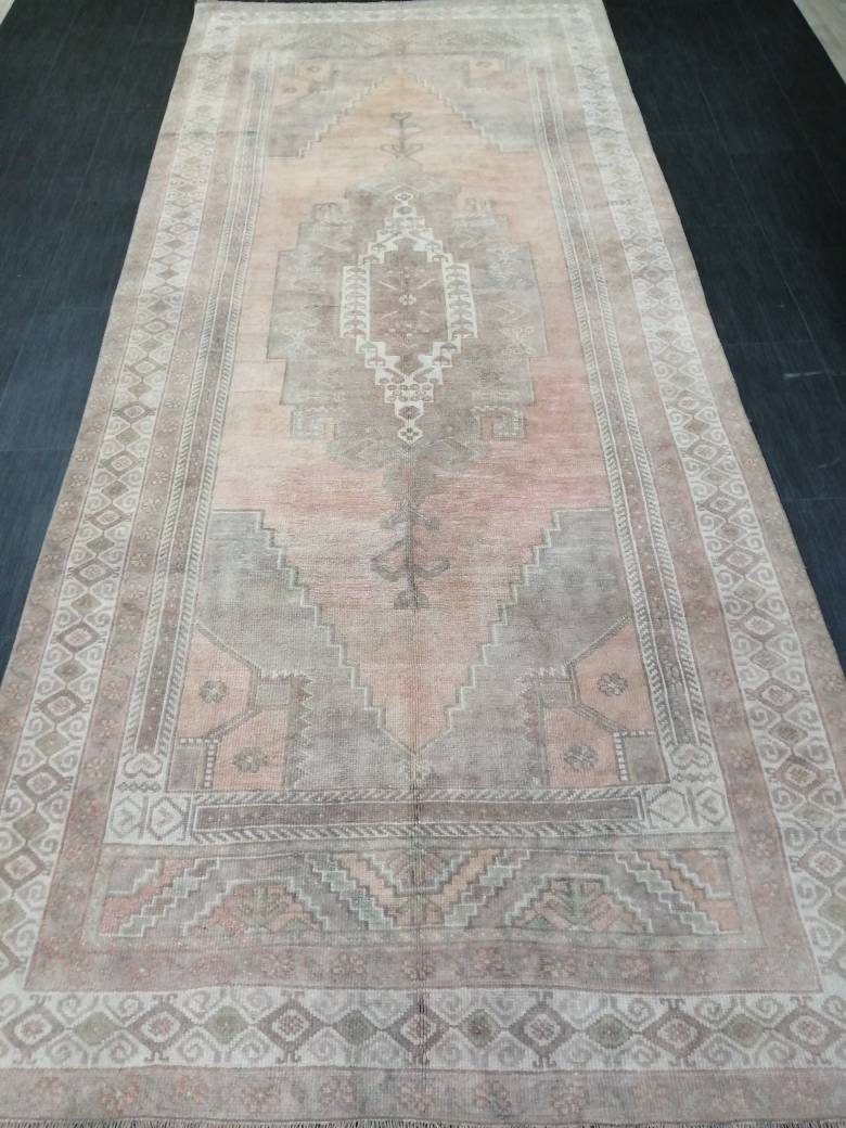 Turkish Runner Rug 4.9 x 11.7 Muted Vintage Runner Persian Hallway Runner Rug Kitchen Runner Rug Oriental Distressed Runner Muted RUNNER