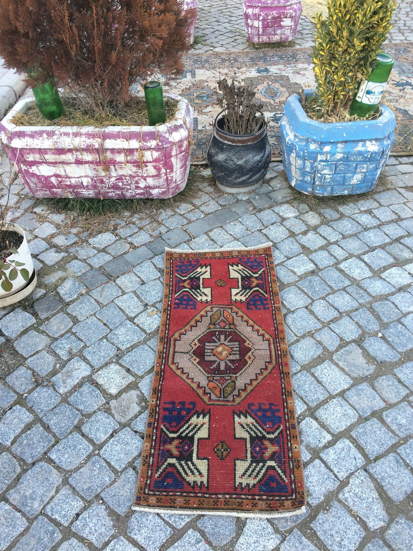Vintage SMALL AREA TURKISH Rug,Bohemian Rug,Turkish Rug,Antique Rug,Oushak antique Rug,Hand woven Rug,Weaving Rug,Ethnic Rug,Kitchen Rug