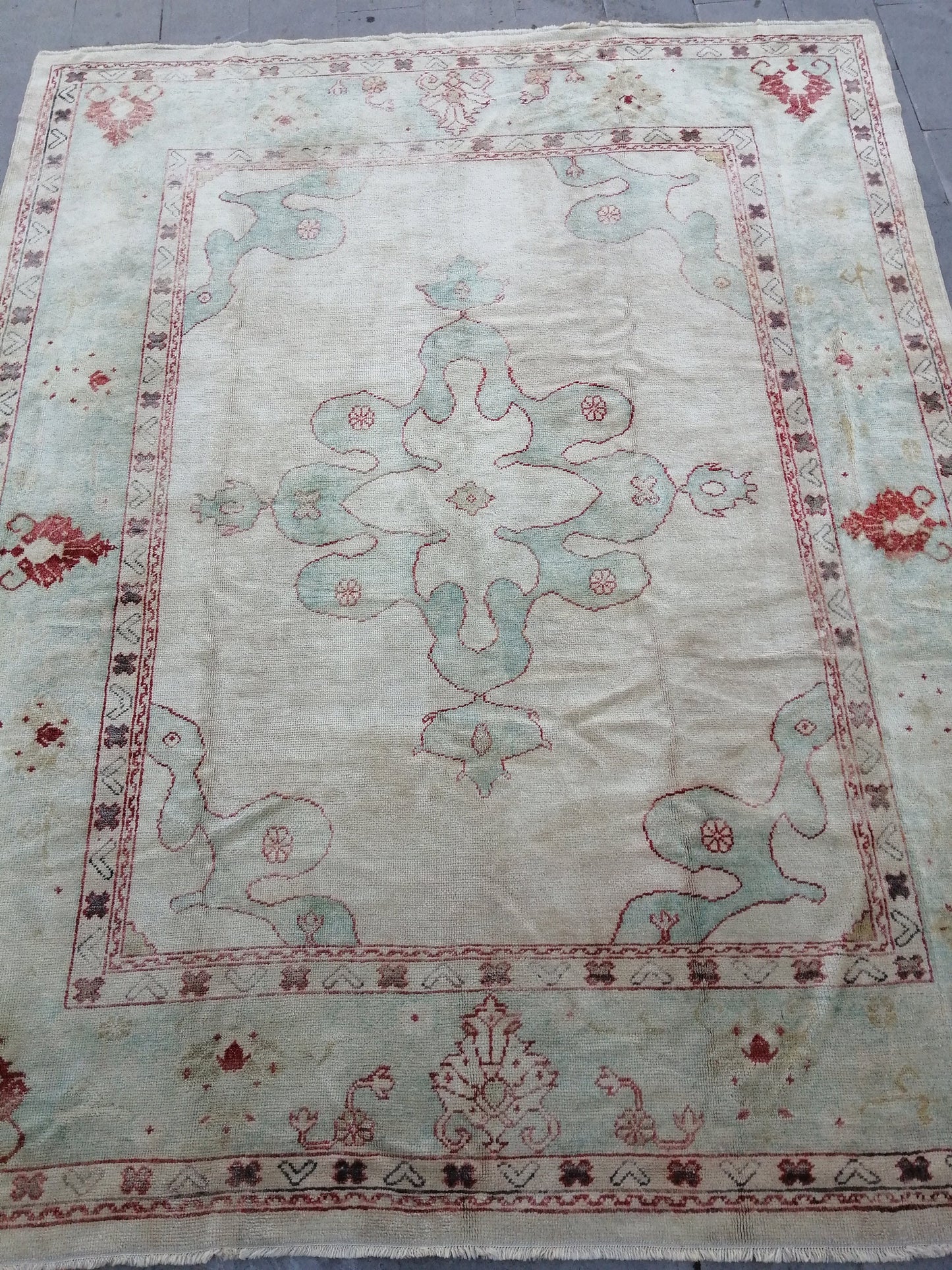 Muted OUSHAK RUG, 9.3 x 11.7 TURKISH Oushak Rug, Vintage Oushak Rug Wool Oushak Rug Hand Made Rugs, Authentic Oushak Rug