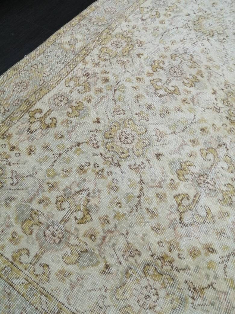 Vintage Rugs 9.2 x 5.3 TURKISH HAND MADE Rugs 10x6 Vintage Turkish Rugs Oushak Rug Large Turkish Oushak Rug, Vintage Oushak Rug, Wool Rug