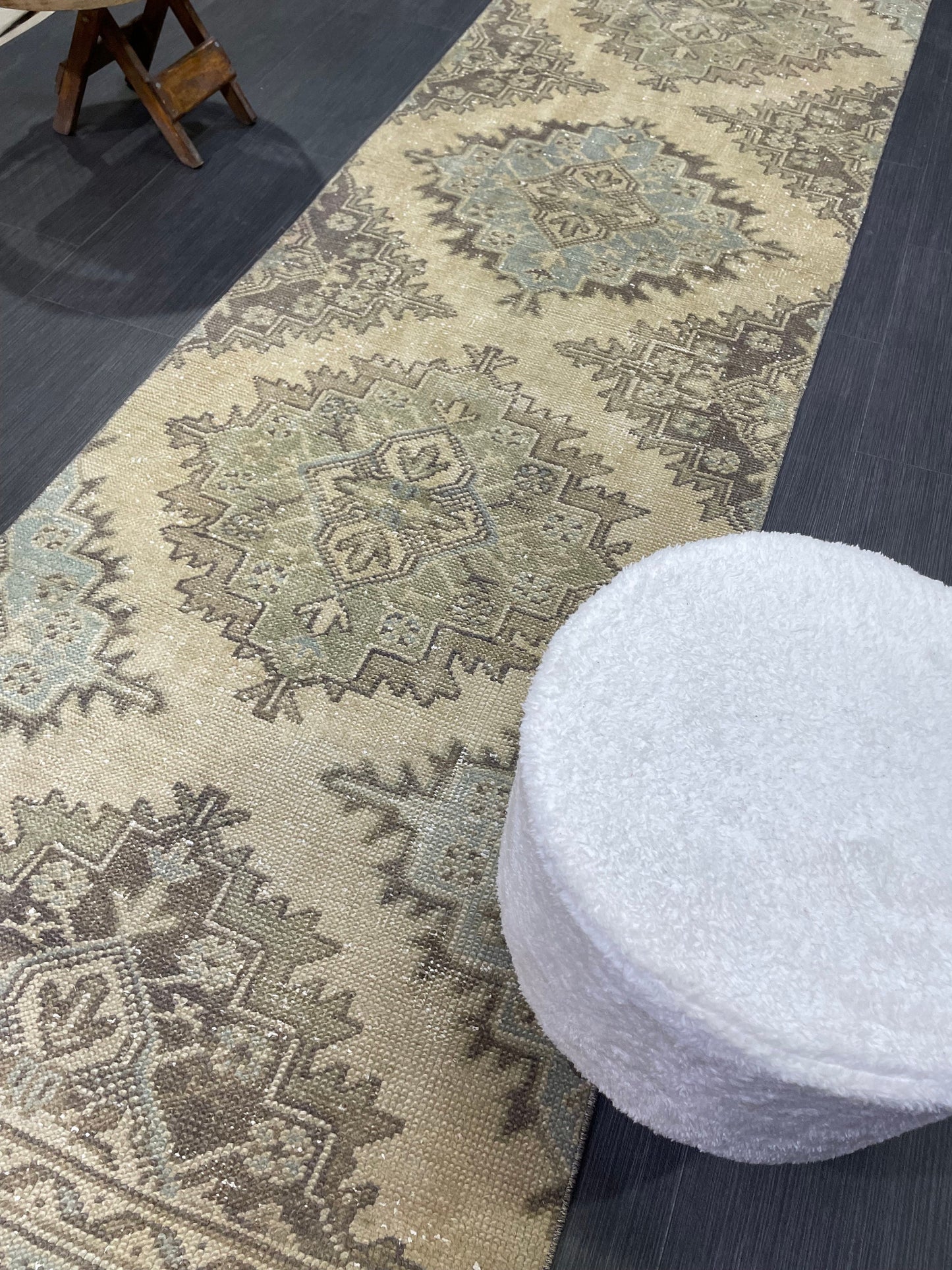Hand Knotted Runner Rug, Vintage 2.8 x 11.2 Runner Rug,Handmade Short Runner Rug,Bathroom Runner Rug, Antique Runner Rug, Vanity Runner Rug