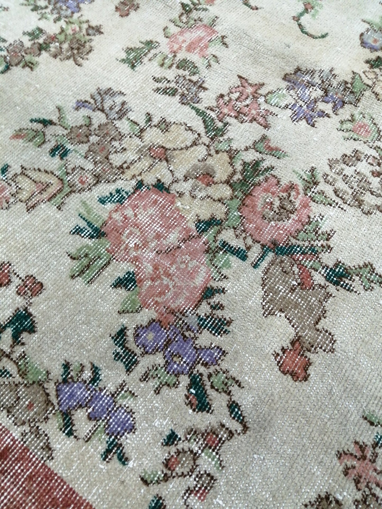 9.7x5.7 Floral Oushak Runner Rug Turkish Runner Rug Vintage Runner Rug Hallway Runner Rug Kitchen Runner Rug Wool Runner Rug Wool Oushak Rug