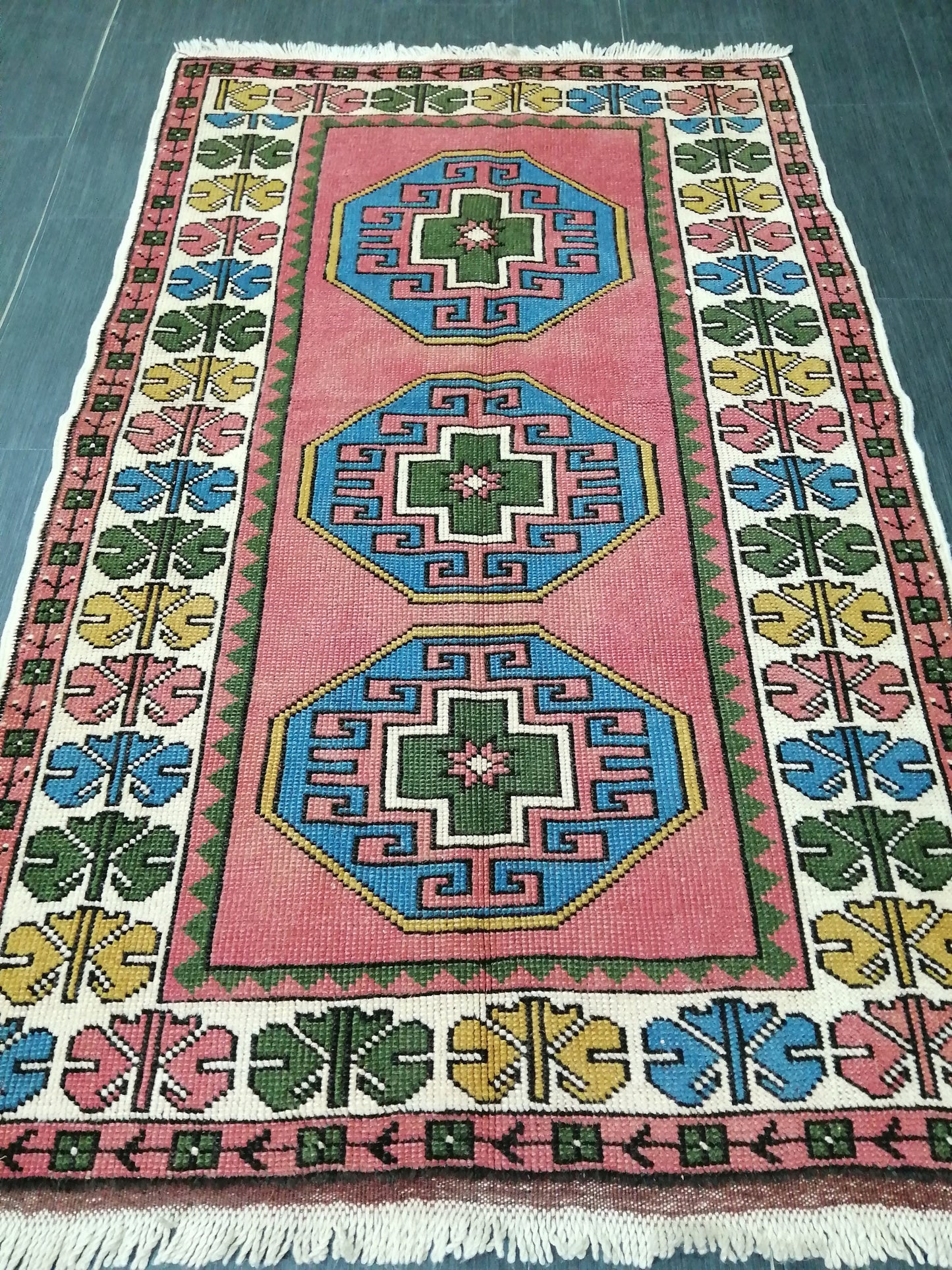 Vintage Rug 3.6 x 6 Vintage Turkish Rugs Oushak Rug Turkish Traditional Rug, Turkish Oushak Rug, Vintage Oushak Rug, Wool Rug