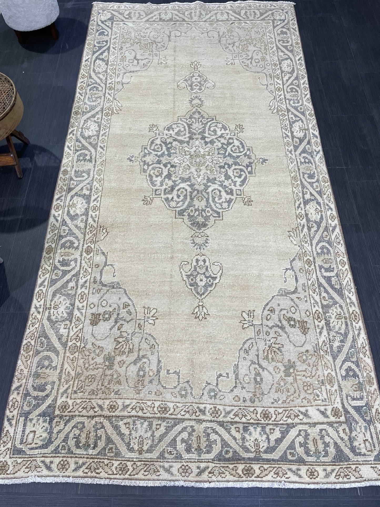 Handmade Rug, Vintage 4.9 x 10 Turkish Rug, Persian Rug, NATURAL Wool Rug, Living Room Rug, Oushak Rug, Hand Knotted Rug, Kitchen Rug,