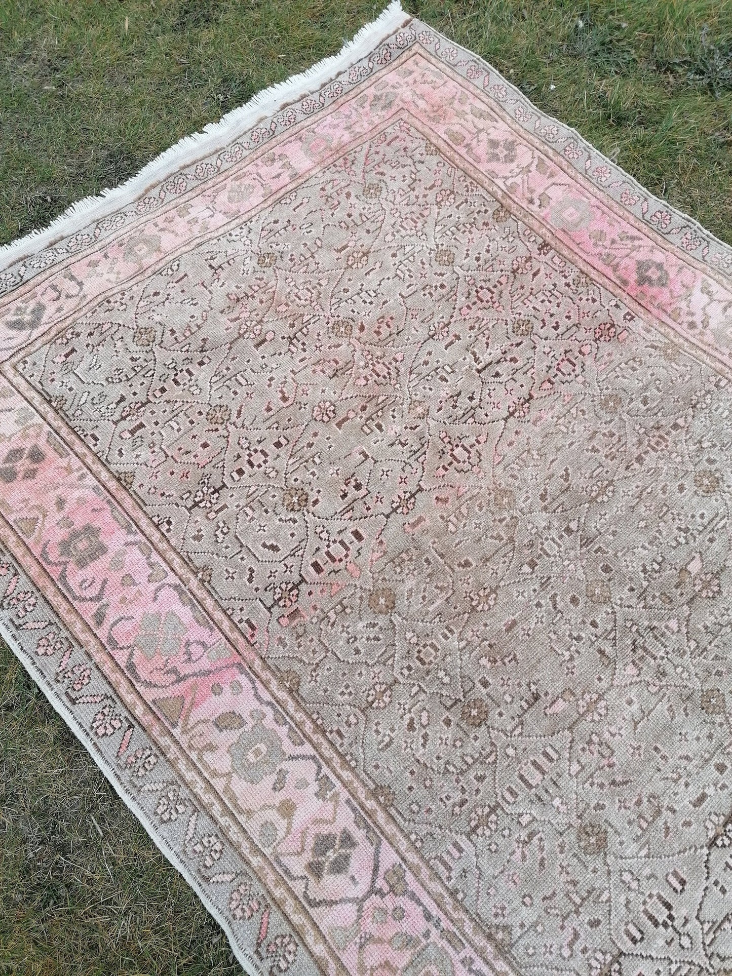 9'6x5'3 muted vintage rug natural oushak rug vintage rug wool oushak rug hand made rugs vintage turkish rug