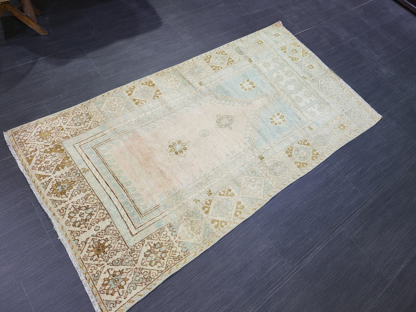 OUSHAK RUG, TURKISH 2.9 x 5.2 Antique Rug, Vintage Rug, Antique Rug Wool Handknotted Rug, Handmade Rug,Vintage Turkish Rug