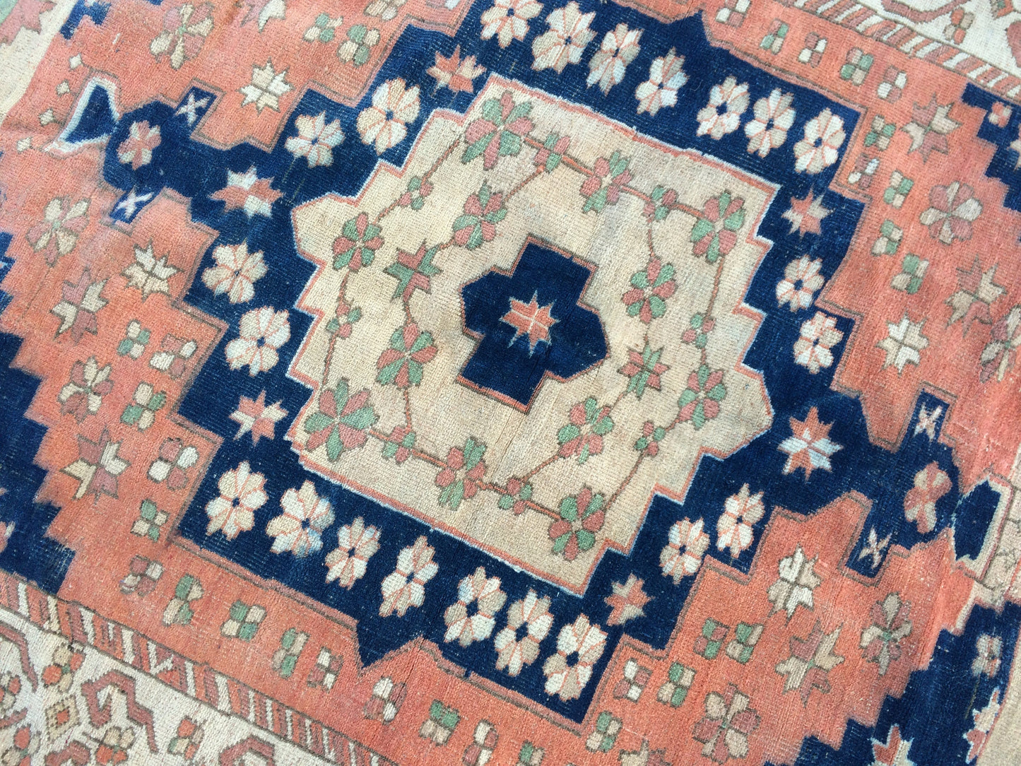 7 x 5 Large Area BOHEMIAN Rug, Vintage Oushak Rug, Special Rug, Oushak Rug, Vintage Turkish Rugs, WOOL RUGS, High Quality Blue Rugs
