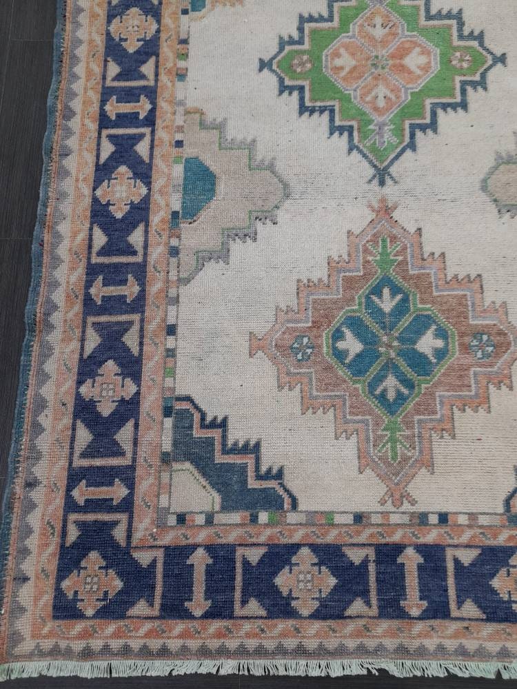 Muted Vintage Runner Rug 5 x 10.4 Turkish Runner Rug Handmade Runner Rug Hallway Runner Kitchen Runner Rug Wool Runner Rug Oriental Runner