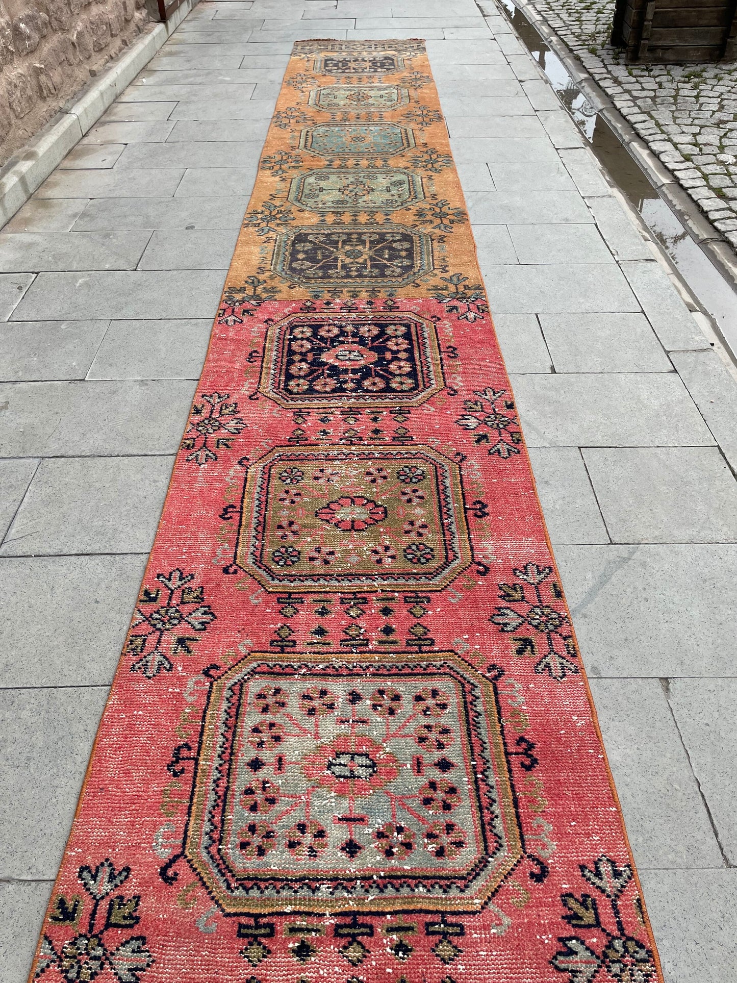 Handmade Staircase Runner Rug 2.6 x 30 ft Extra Long TURKISH Runner Rug Vintage Runner Rug Oushak Runner Rug Runner Hand Knotted Runner