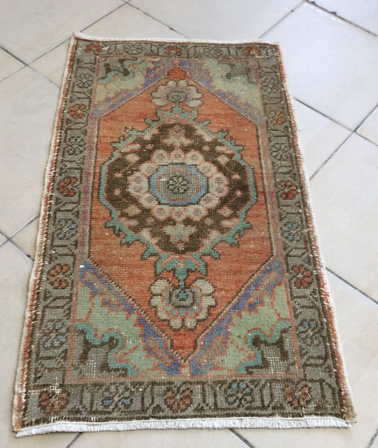 Oushak Mini Rug Turkish Area Rug Vintage Turkish Rug Oushak Rug Hand Made Rug Vintage Rug