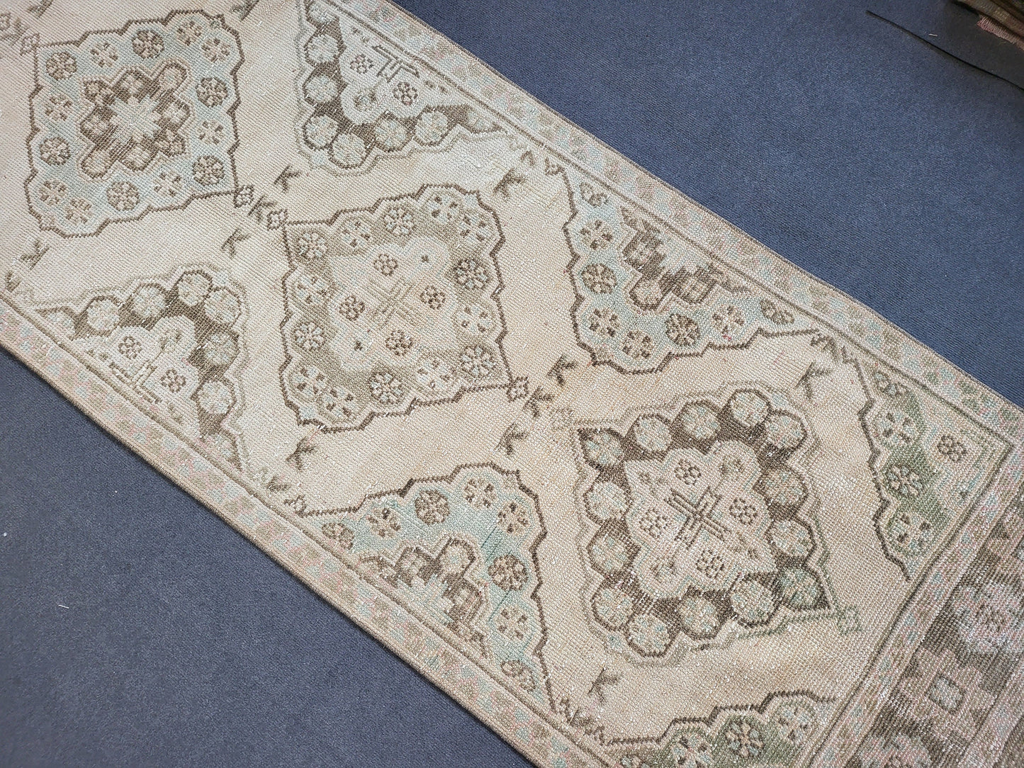 Muted Oushak Runner Rug 2.8 x 11.3 Turkish Runner Rug Vintage Runner Rug Hand Knotted Runner Rug Persian Runner Rug Wool Runner Rug