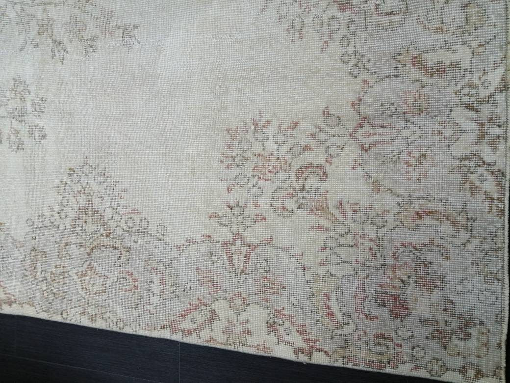 Oriental Rug 7x11 Vintage Turkish Rug Oushak Rug Turkish Rug, Distressed Persian Rug, Distressed Wool large Neutral Rug 11 x 7