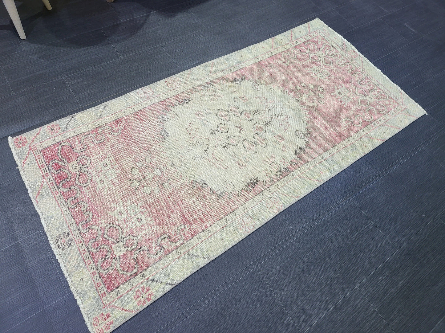 Distressed Wool Handmade Rug Vintage Oushak Rug, 2.8 x 5.9 Oriental Rug, Rug Vintage Turkish Rug, Farmhouse Rug Vintage Rug Living room Rug