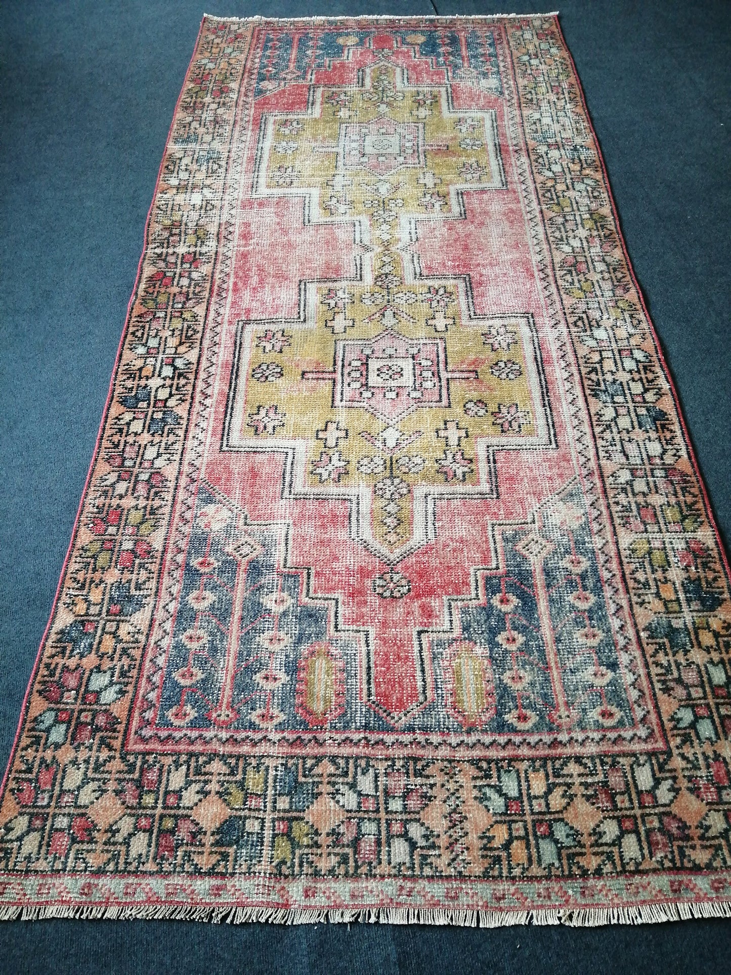 8.8 X 4 VINTAGE Rugs, Hand Made Rug, Oushak Rug, Rustic Rug, Bohemian Rug, Rug Runner, Turkish Rug, Farmhouse Rug, Vintage Rug, Wool rug