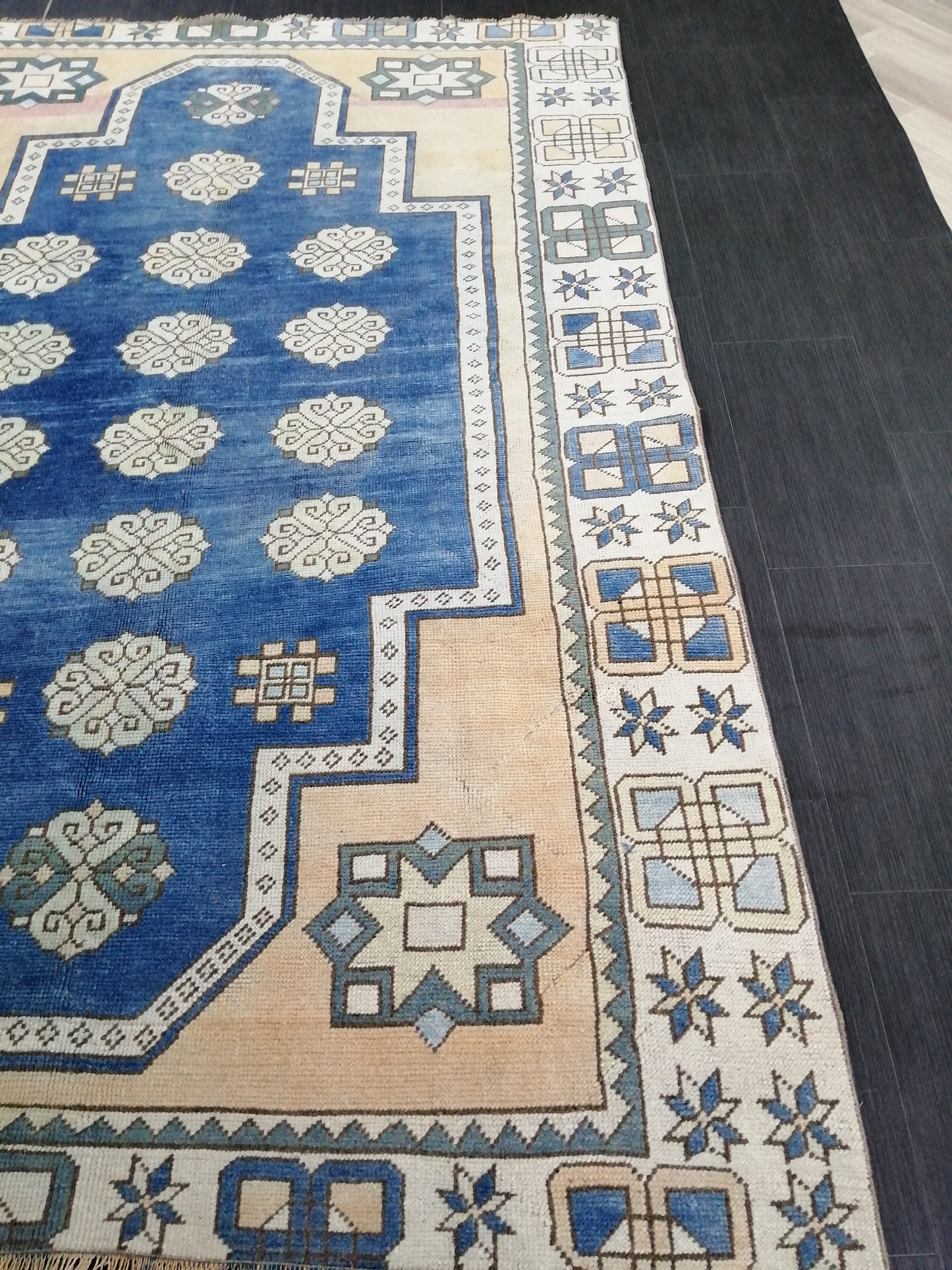 Blue Rug 8.2 x 5.8 Vintage Oriental Rug, Oushak Rug, Rustic Rug, Bohemian Rug Turkish Rug, Farmhouse Rug, Vintage Rug, Wool rug Oriental Rug