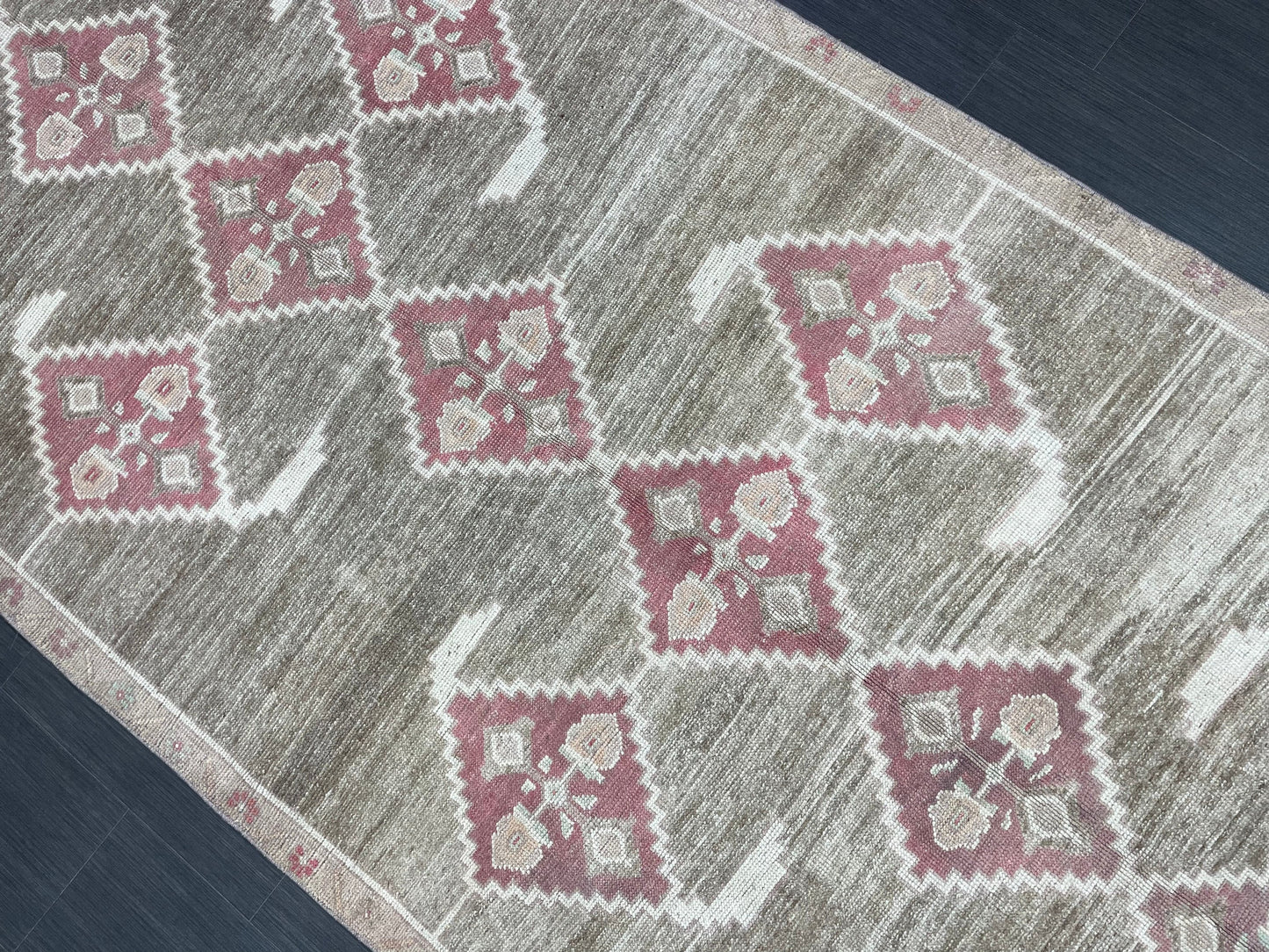 Hand Knotted Vintage Rug Muted Vintage 4.7 x 10.6 ft Rug Wool Oriental Rug Handmade Rug Vintage Oushak Turkish Rug Muted Persian Wool Rug