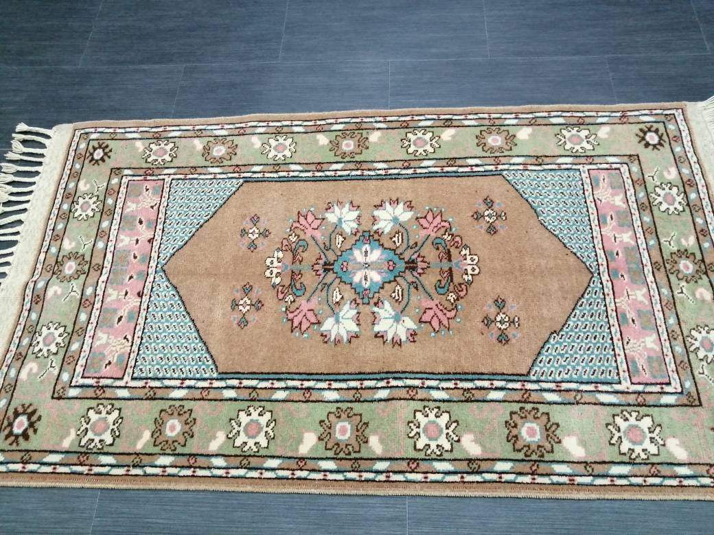 Vintage Rug 4.6 x 2.5 TURKISH HAND MADE Rugs Vintage Turkish Rugs Oushak Rug Hand Made Rug, Vintage Oushak Rug, Wool Rug