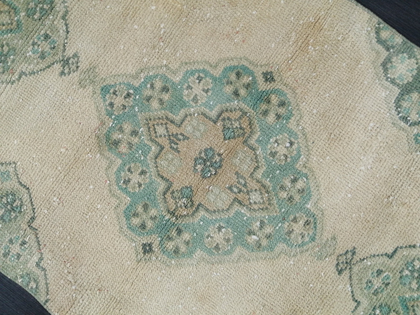 Muted Oushak Runner Rug 10.7 x 2.6 Muted Vintage Runner Rug Hallway Runner Rug Kitchen Runner Rug Wool Runner Rug Wool Oushak Rug