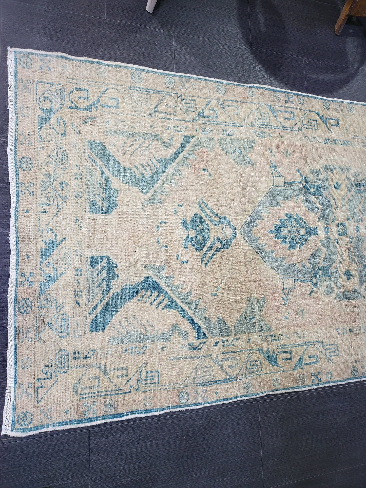 OUSHAK RUG, TURKISH 3.4 x 7.2 Rug, Vintage Persian Rug, Vintage Rug, Wool Handknotted Rug, Handmade Rugs, Vintage Turkish Rug