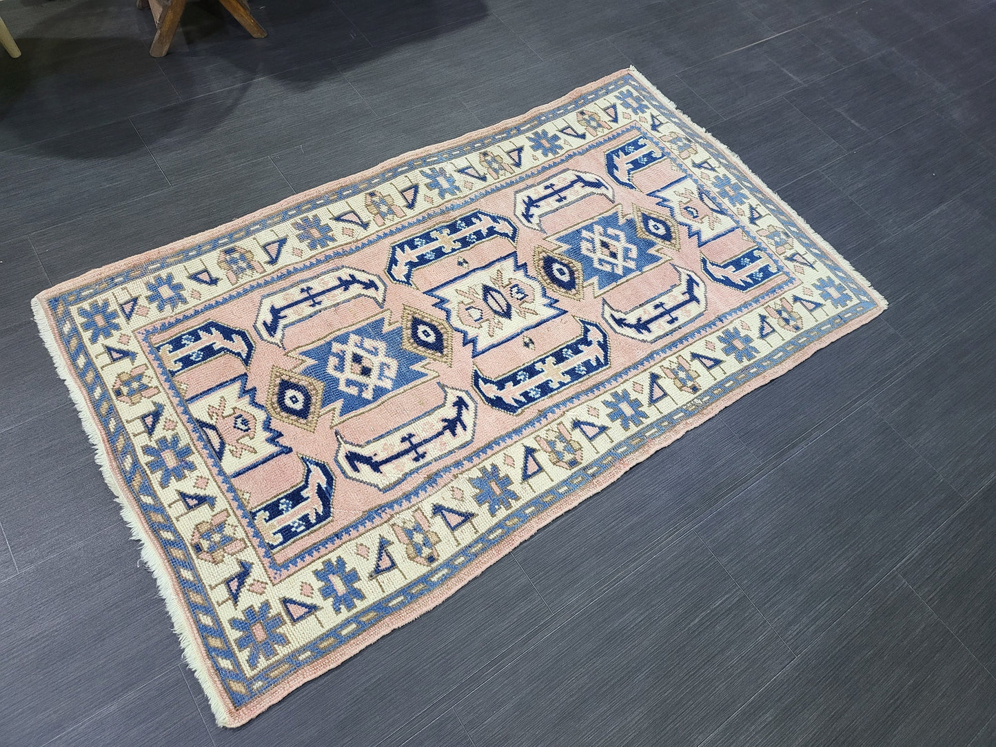 3x5 Vintage Rug, TURKISH HANDMADE Rug, Vintage Turkish Rug, Oushak Rug, Turkish Oushak Rug, Vintage Handknotted Rug, Wool Rug