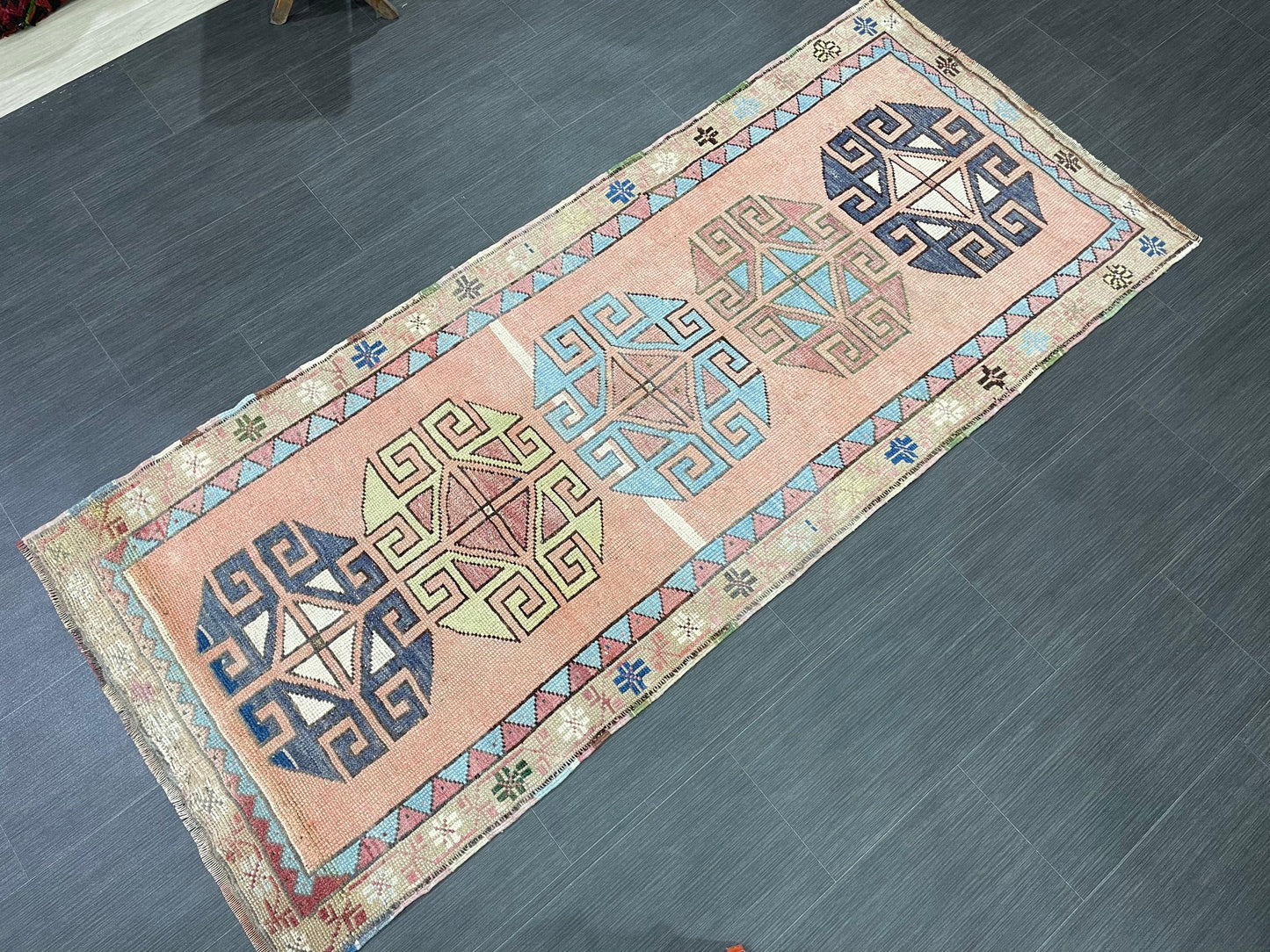 Muted Vintage Runner Rug 2.9 x 6.8 Turkish Runner Rug Vintage Muted Runner Rug Hallway Runner Soft Wool Runner