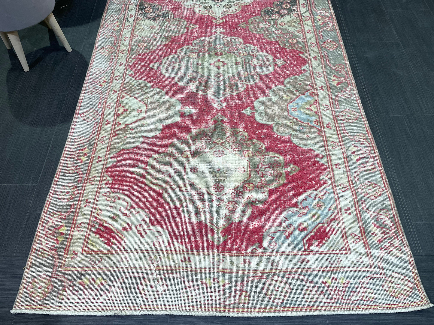 Turkish Runner Rug, Persian Distressed Runner 4.3 x 11.7 Rug, Vintage Runner Rug, Hallway Runner Rug, Kitchen Runner Rug, Wool Runner Rug