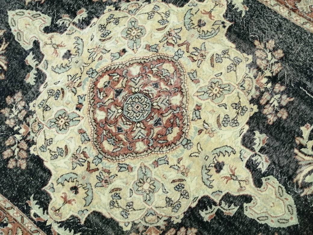 Vintage RUG 7 x 10. 4 TURKISH Oushak Rug Vintage Navy Oriental Rug Vintage Persian Rug Hand Made Rugs Turkish Rug