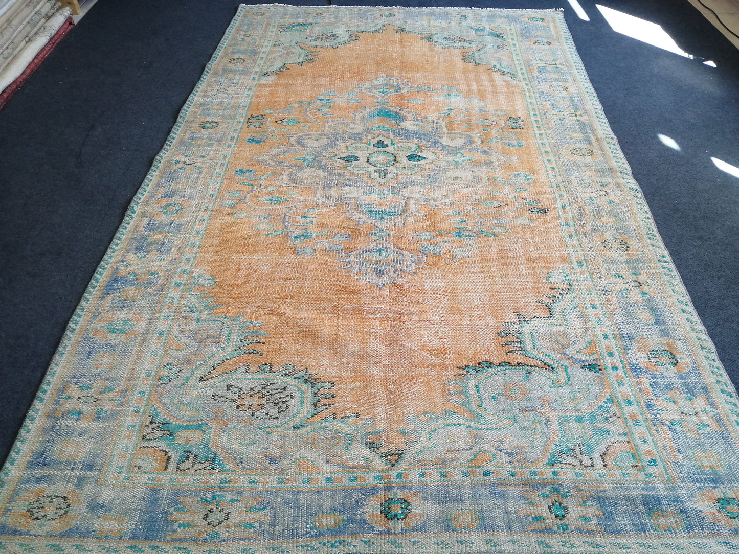 9.6 X 6 Vintage rugs, Turkish Oushak Rugs, Bohemian Rug, Living Room Rug, Oushak Rug, Hand woven Rug, Muted Wool Oushak Rug