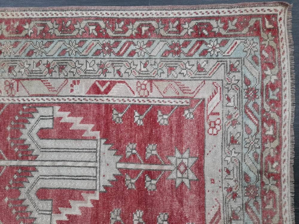 Antique Rug, Hand Made Rug, 3.4 x 6.7 Oushak Rug, Hand Knotted Rug, Bohemian Rug, Turkish Rug, Farmhouse Rug, Vintage Rug, Wool rug