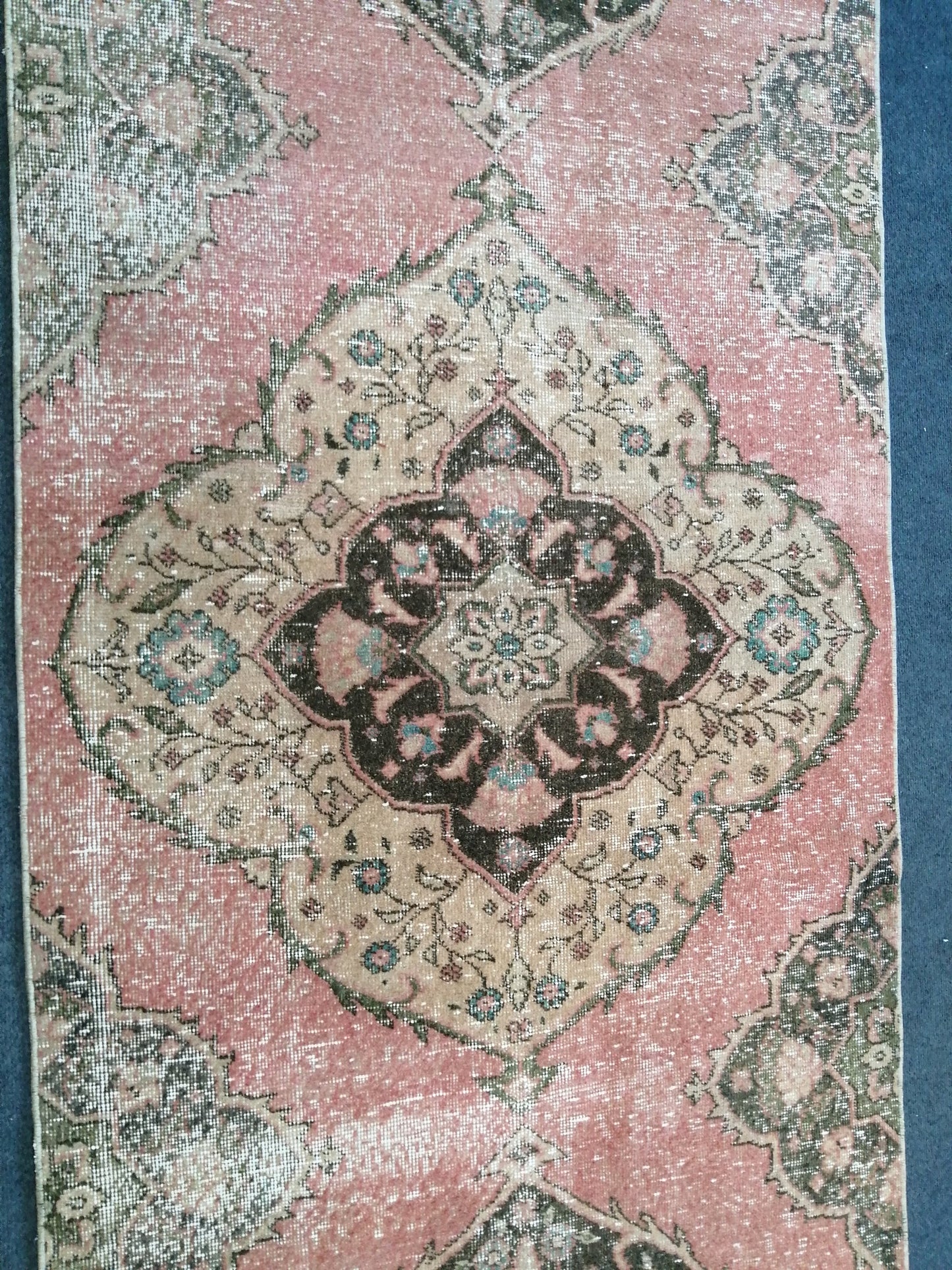 11 x 3.4 OUSHAK RUG TURKISH Oushak Rug Vintage Muted Oushak Runner Rug Faded Vintage Rug Wool Oushak Rug Hand Made Rugs Turkish Rug