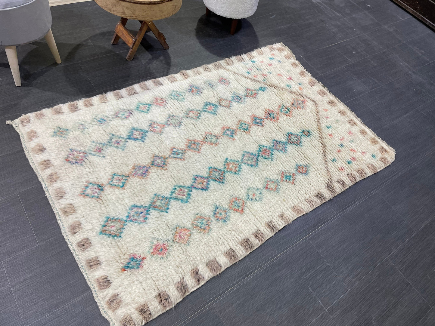 Antique Wool Rug, Vintage Shaggy 3.5 x 5.4 Rug, High Wool Pile Rug, Plush Rug, Handmade Rug, Hand Knotted Rug, Turkish Rug, Nomad Rug, Rear
