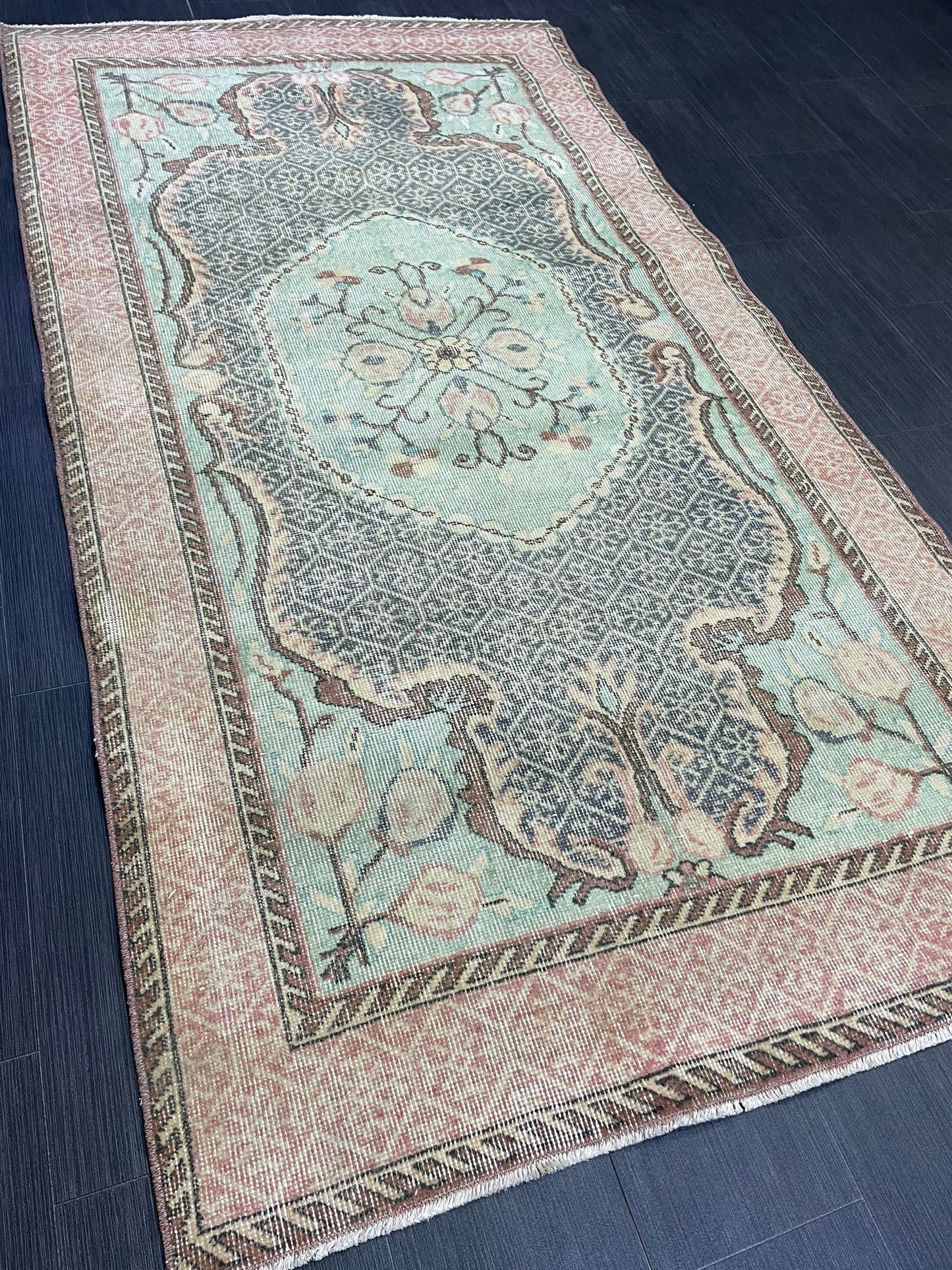 Persian RUG, Oushak 3.9 x 7 Rug, TURKISH Rug, Handknotted Rug, Oriental Rug, Vintage Rug, Handmade Rug, Antique Rug, woven rug.